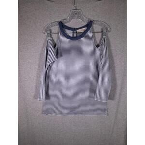 Loft Top Womens Small Cold Shoulder Long Sleeve Striped‎